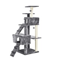 Cat Tower Pet Cat Perch, Stand Furniture Kittens Activity Tower with Scratching Posts, Plush and Sisal Gray